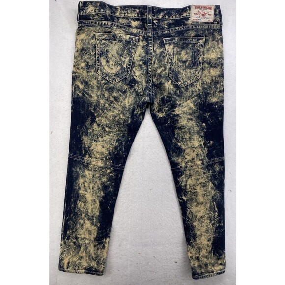 True Religion Moto Skinny Biker Jeans 44 Acid Wash Ribbed Denim Street - Picture 13 of 15